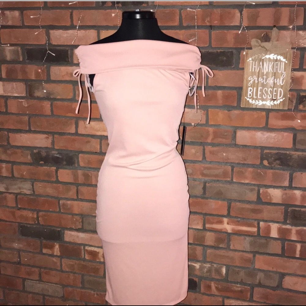 Lulu’s Light Pink Off the Shoulder T-shirt Dress
